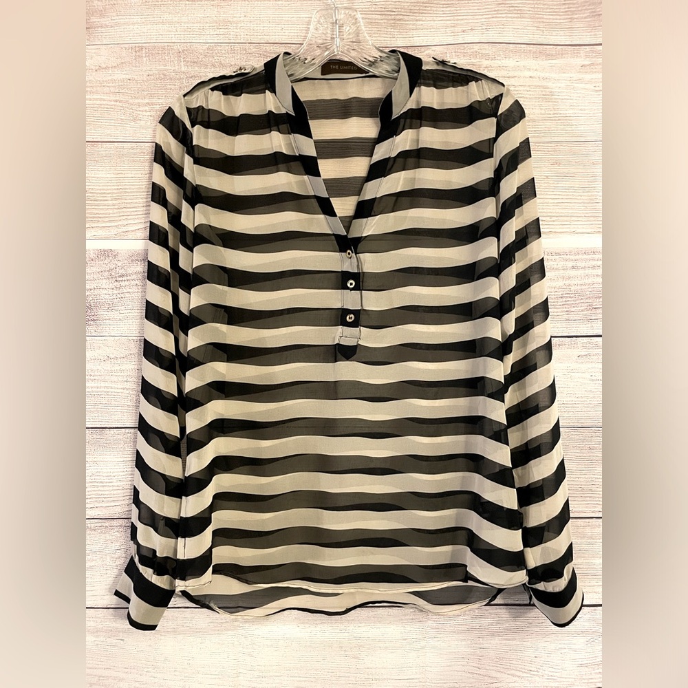 The Limited Striped Black And Beige Women’s Top Size XS